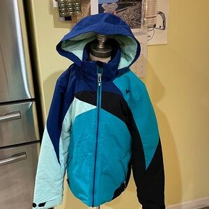 Obermeyer Girls size 10-12 medium Blue and Teal Kids insulated coat